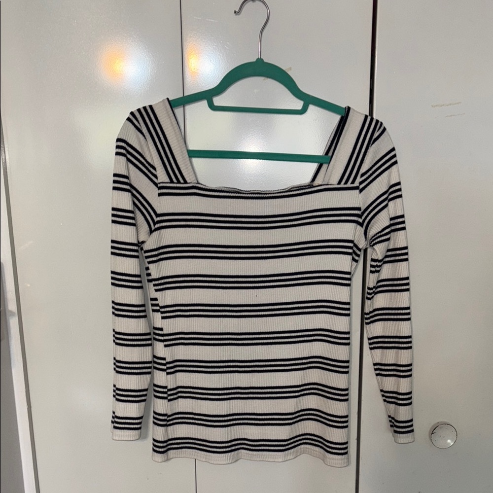 Striped Blue and White Women's Sweetheart Top